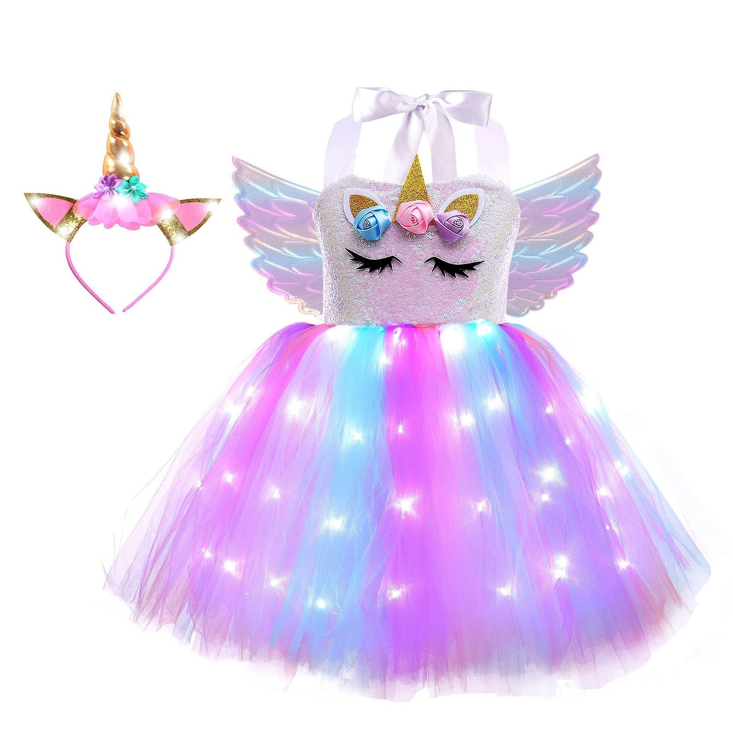 Tutu unicorn kjole med LED lys